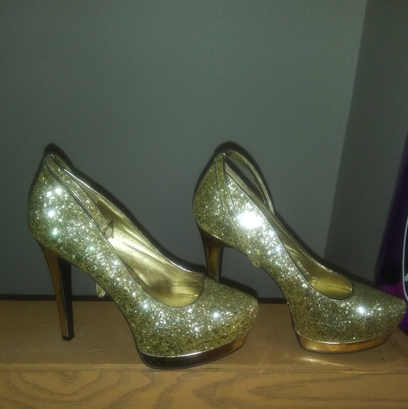 Mossimo Glitter Gold STILETTOS. WOMENS SIZE 7 1/2. - Picture 9 of 14